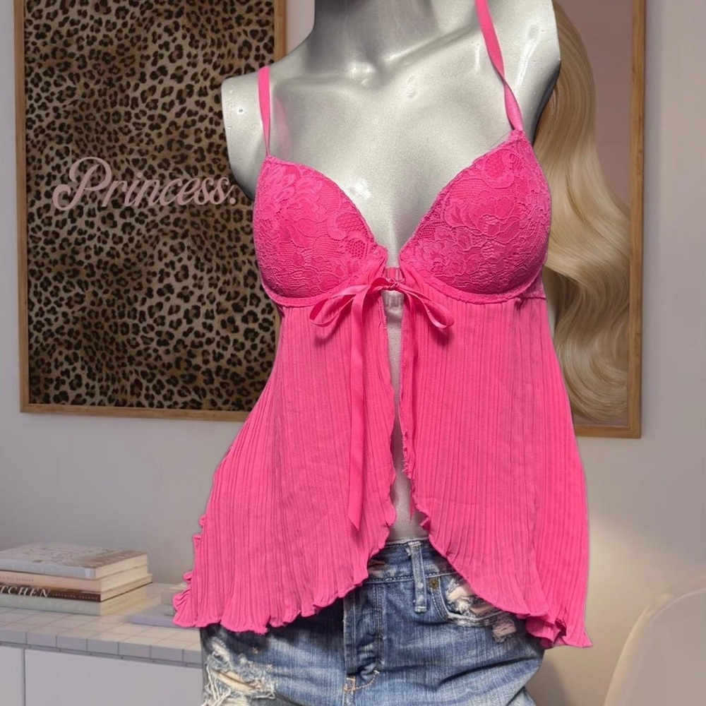 Y2K Open Front-Closure Lingerie Top